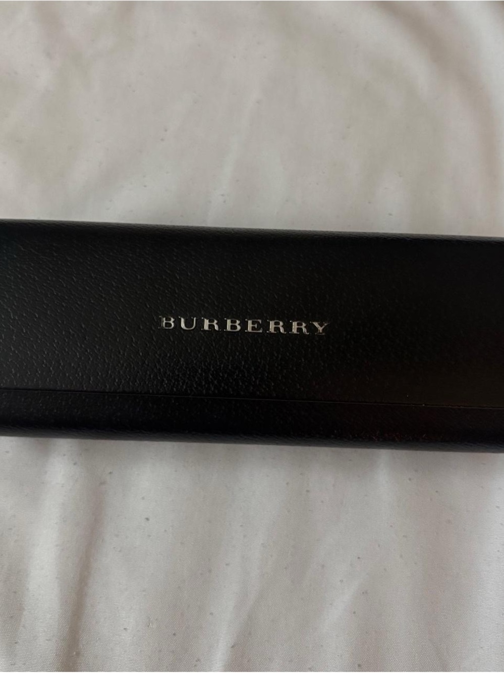 Burberry Black Leather Eyewear Case with Silver Logo